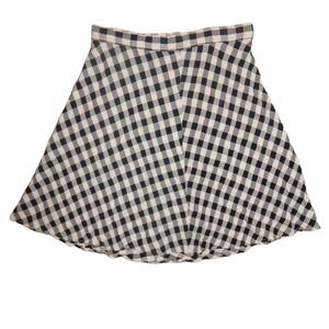 DJ FASHIONS women's small x-small tan black checkered flowy vintage A-line skirt
